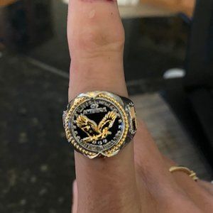 BRAND NEW AMERICAN EAGLE  USA RING sterling &gold